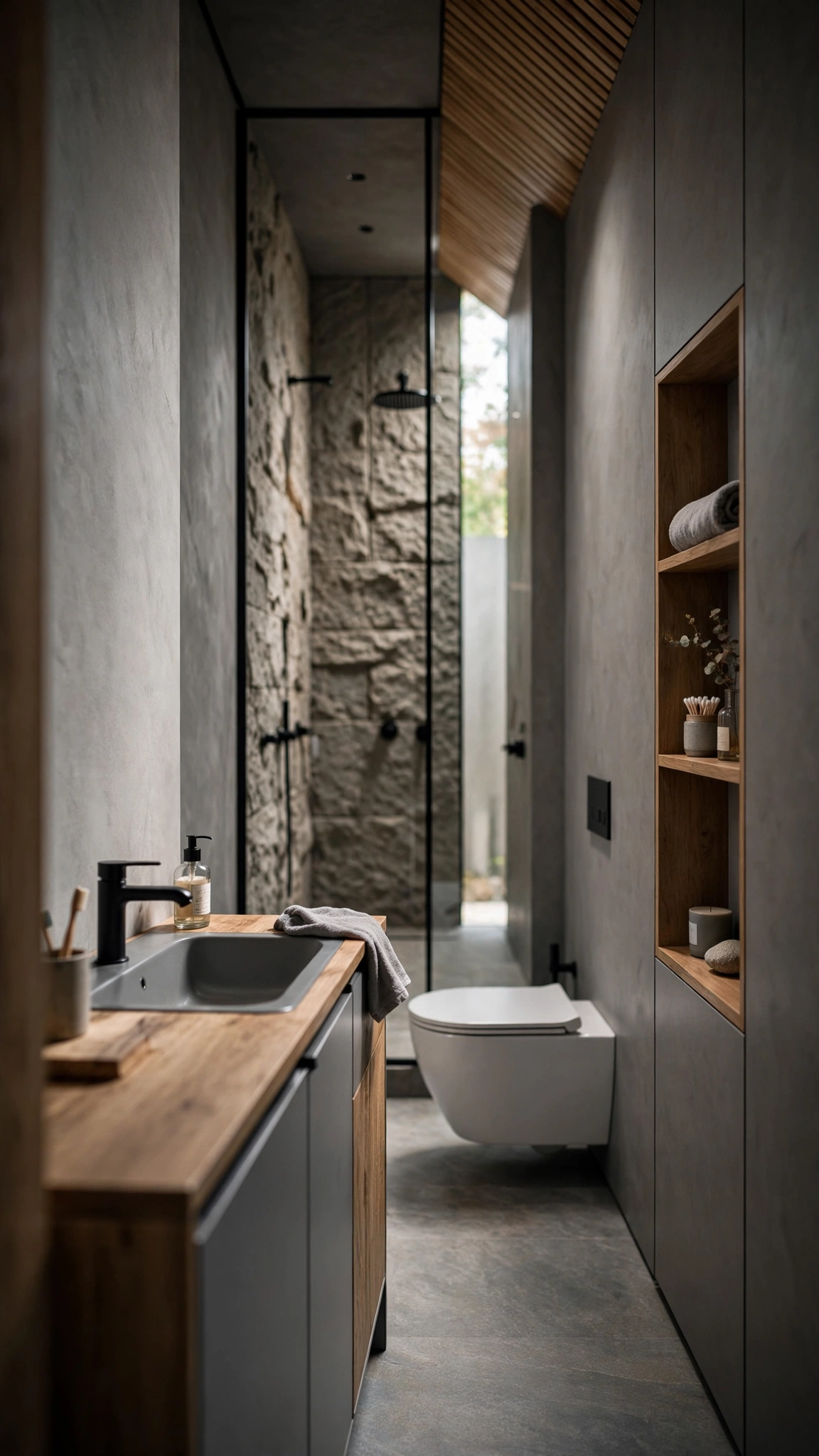 Modern Compact City Bathroom — UGC video ad background environment by Crisp UGC Ads