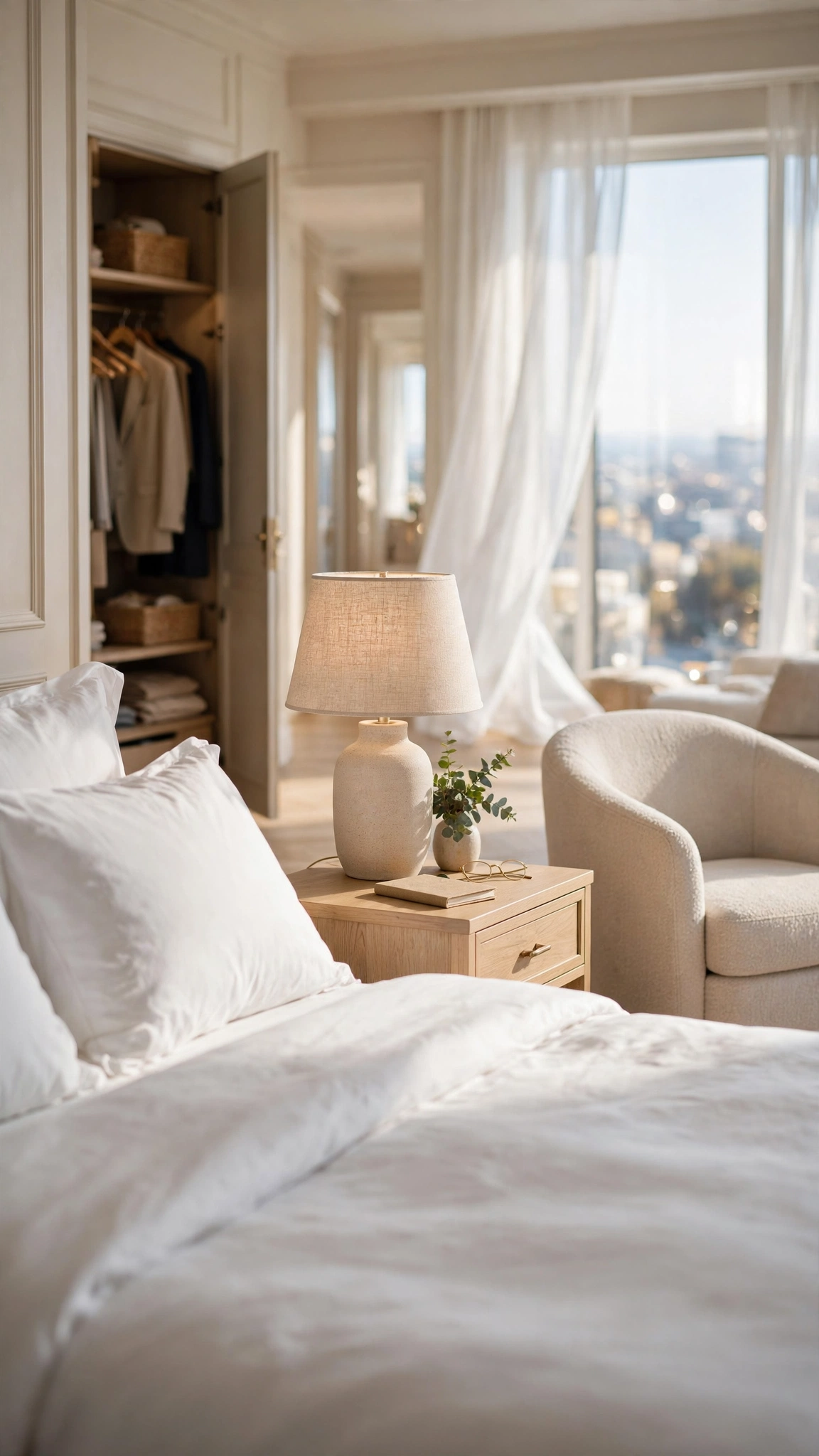 Sunlit Boutique Hotel Bedroom — UGC video ad background environment by Crisp UGC Ads