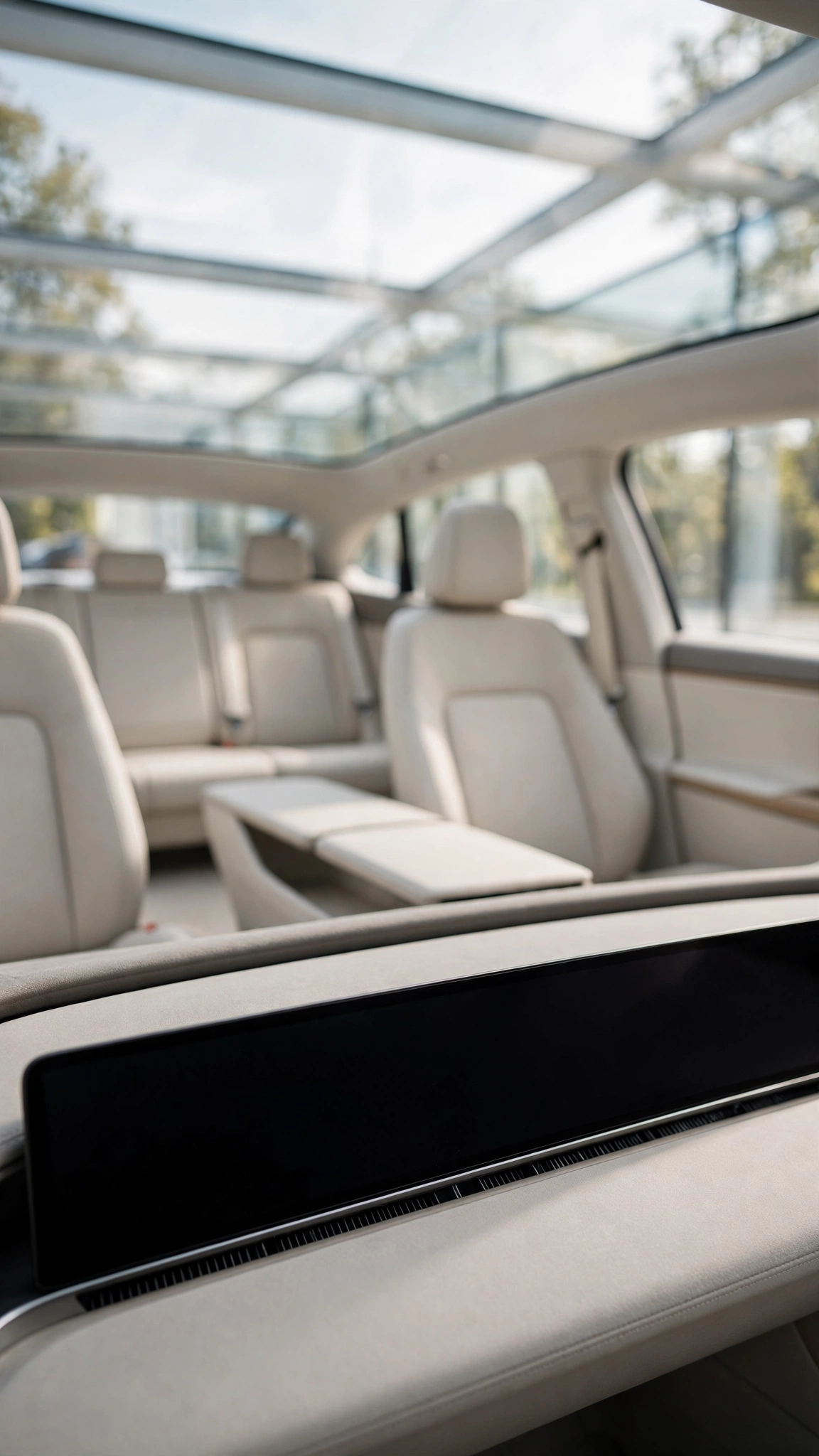 Modern EV Glass-Roof Cabin — UGC video ad background environment by Crisp UGC Ads