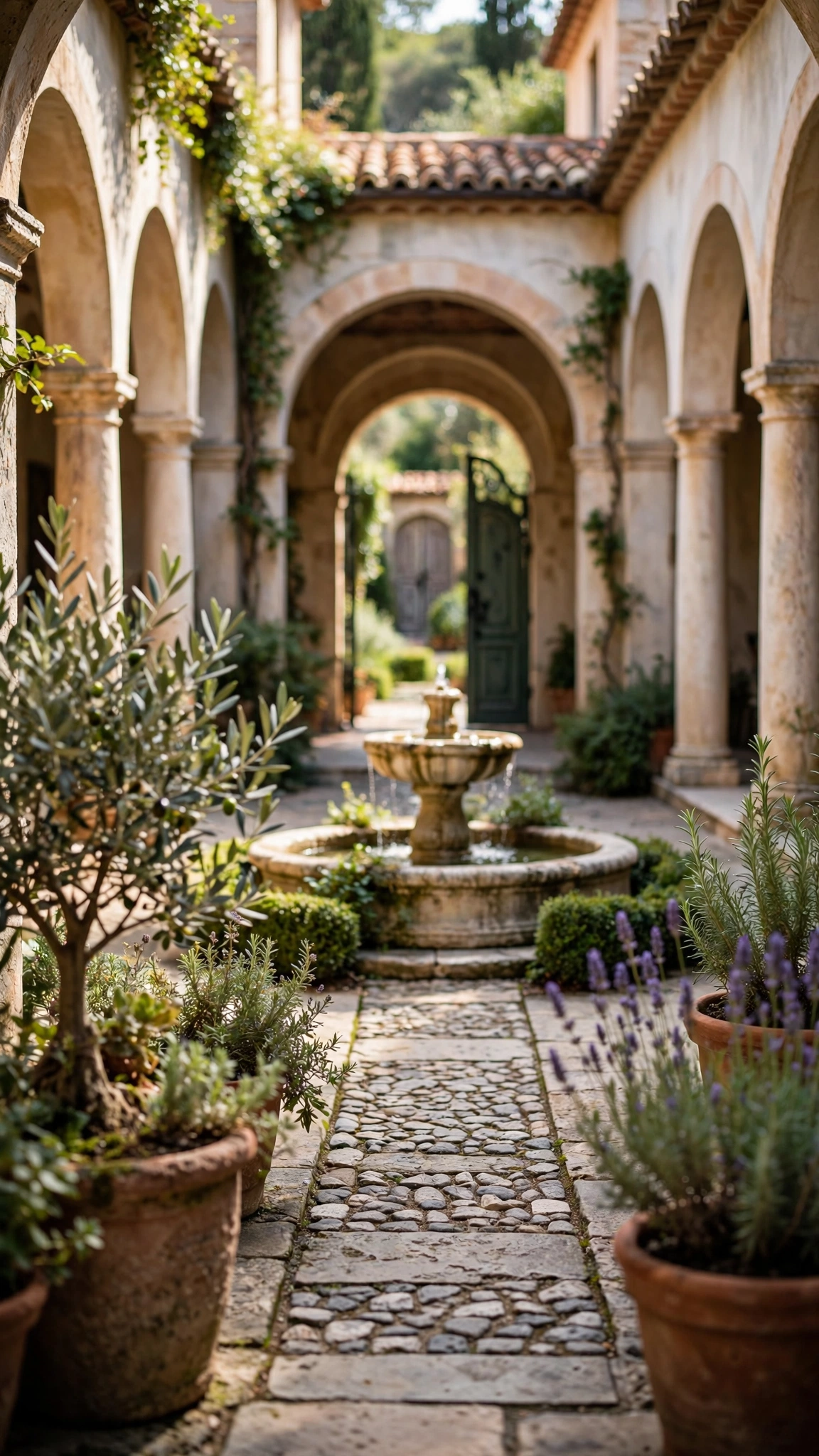 Mediterranean Stone Courtyard — UGC video ad background environment by Crisp UGC Ads