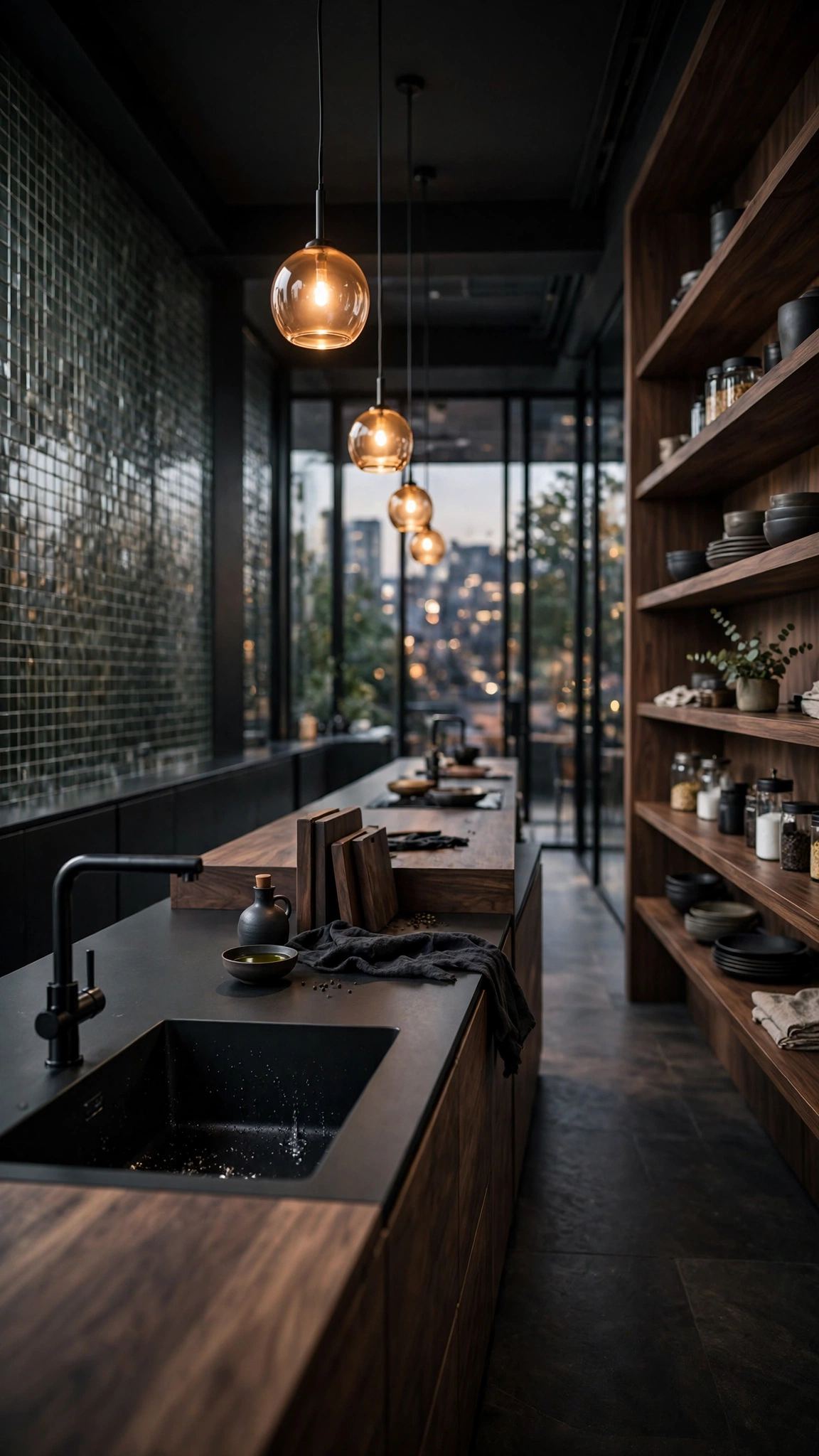 Modern Dark Slate Kitchen — UGC video ad background environment by Crisp UGC Ads