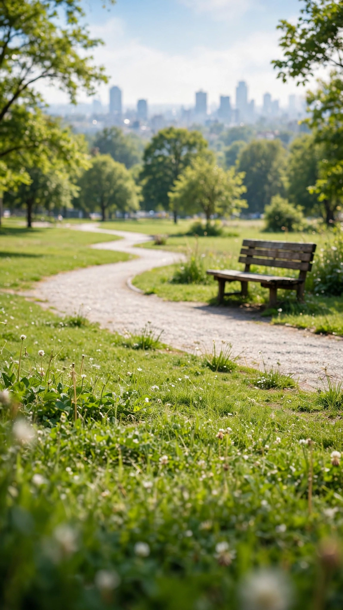 Sunlit Urban Park Lawn — UGC video ad background environment by Crisp UGC Ads