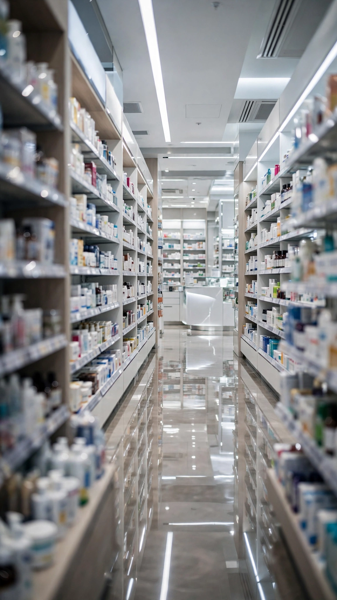 Clean Pharmacy Wellness Aisle — UGC video ad background environment by Crisp UGC Ads